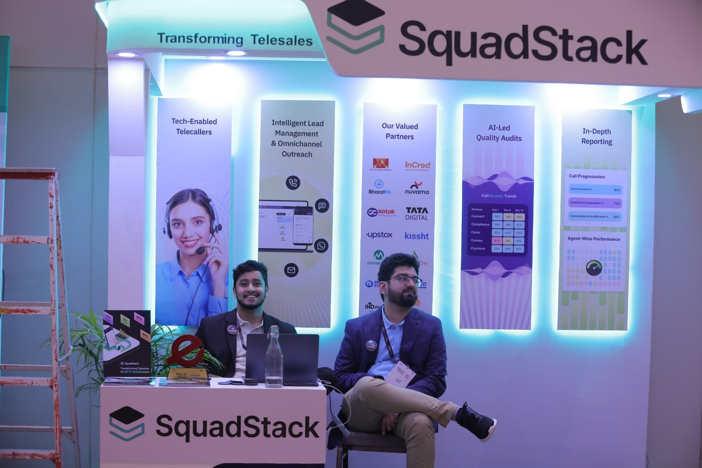 Technology solution being demonstrated at an exhibition stand