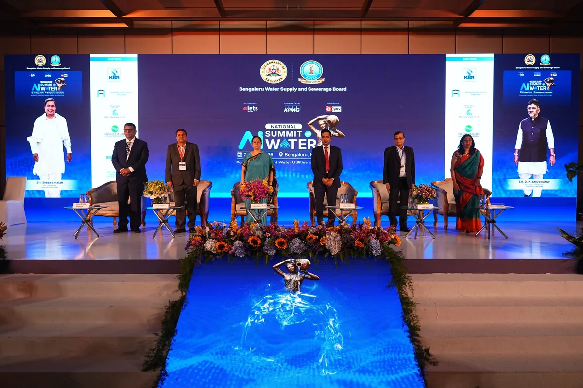 Dignitaries standing on the summit stage during the opening